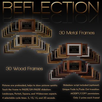 Second Life Marketplace - REFLECTION Picture Frames - Metal & Woodl